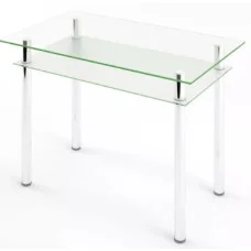 Glass dining table D-03-2 with tempered glass and chrome legs